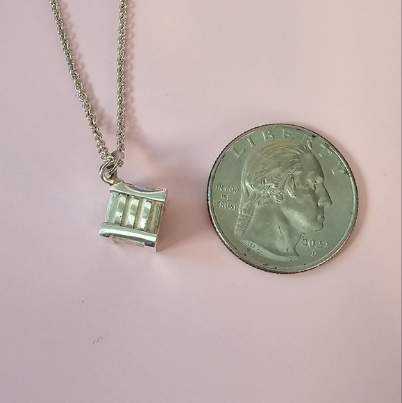 Tiffany & Co. Atlas Cube Roman Numerals 925 Sterling Pendant Necklace VGUC - Picture 9 of 16